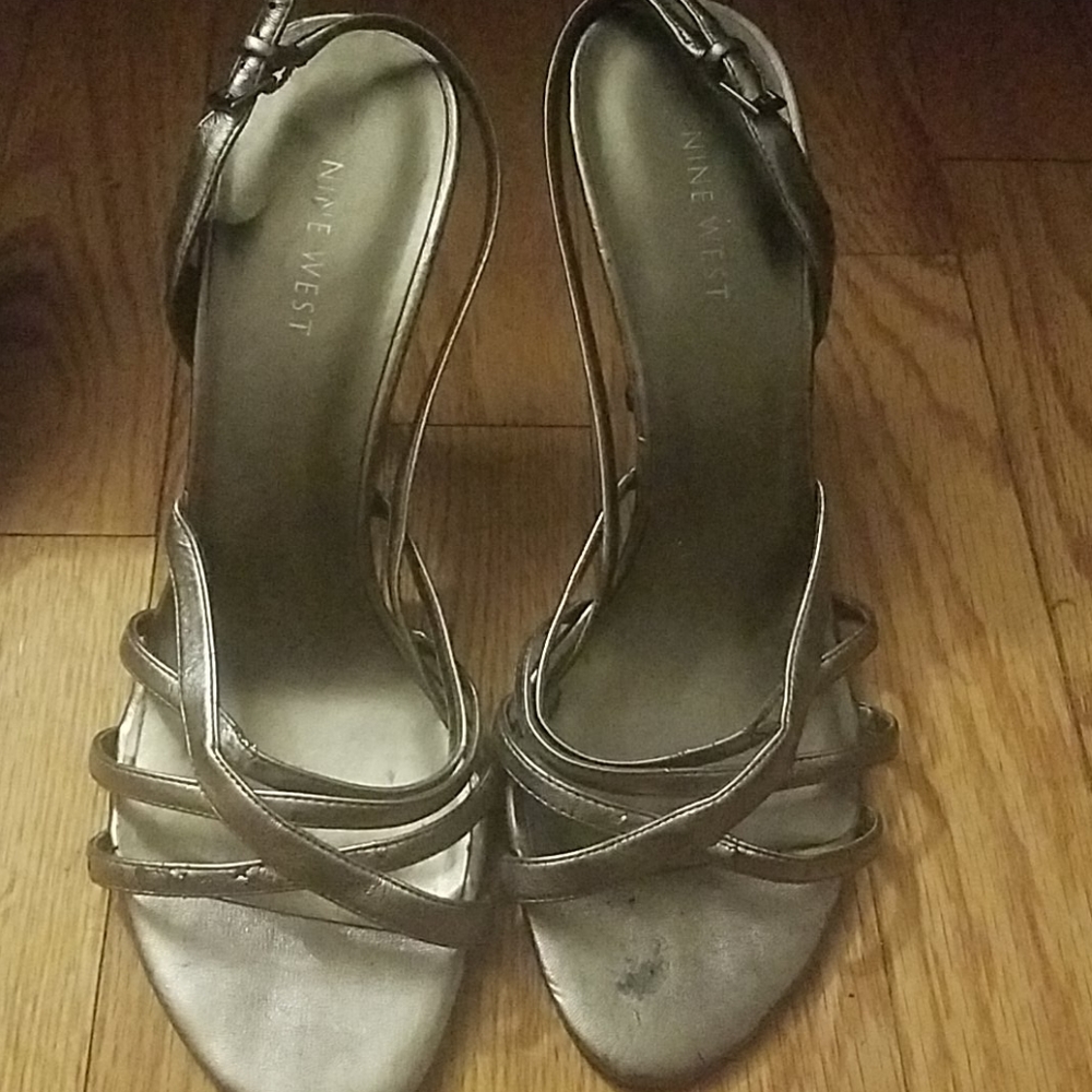 Silver strappy heels